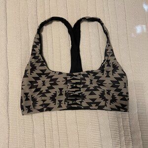 Manakai Reversible Black and Patterned Swimsuit Top, Size M